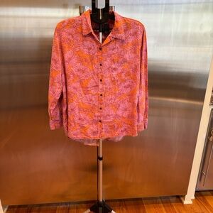 Universal Thread Floral Relaxed Fit Shirt in Pink and Orange